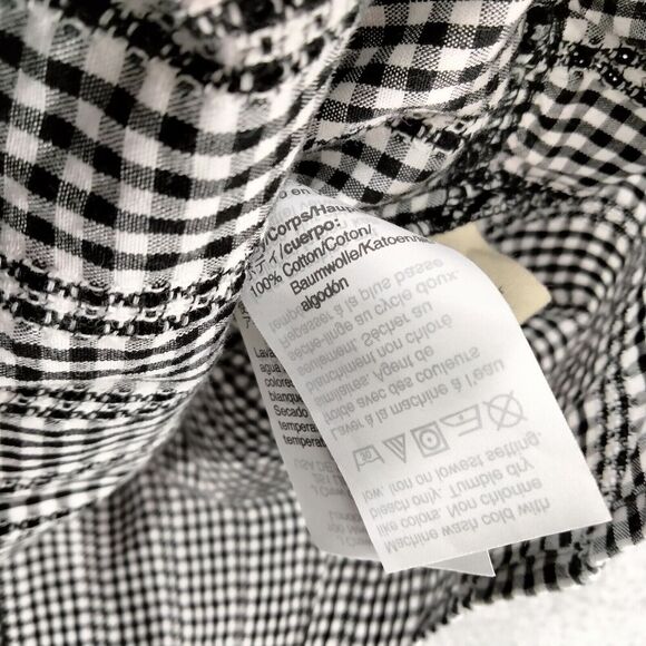 Madewell Crossover Peplum Top Wmns Sz XXS Black White Gingham Peplum Shrt Sleeve - Picture 8 of 12